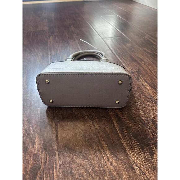 Anne Klein  Womens Light Grey Dome Satchel Saffiano Leather Classic Chic - Picture 3 of 6